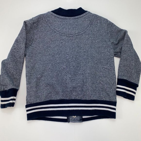 Baseball Jacket Coat Gray Blue Snap Button Baby Toddler 18-24 months - Picture 2 of 4